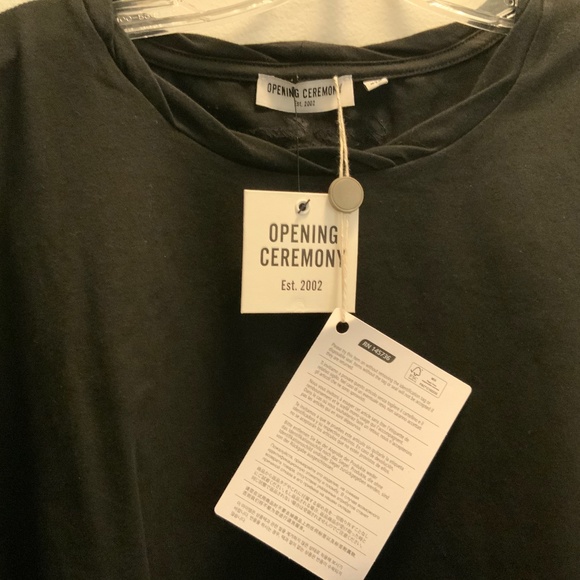 Opening Ceremony Black Hook and Eye T-Shirt Lace Trim two-way oversized top NWT - Picture 4 of 8